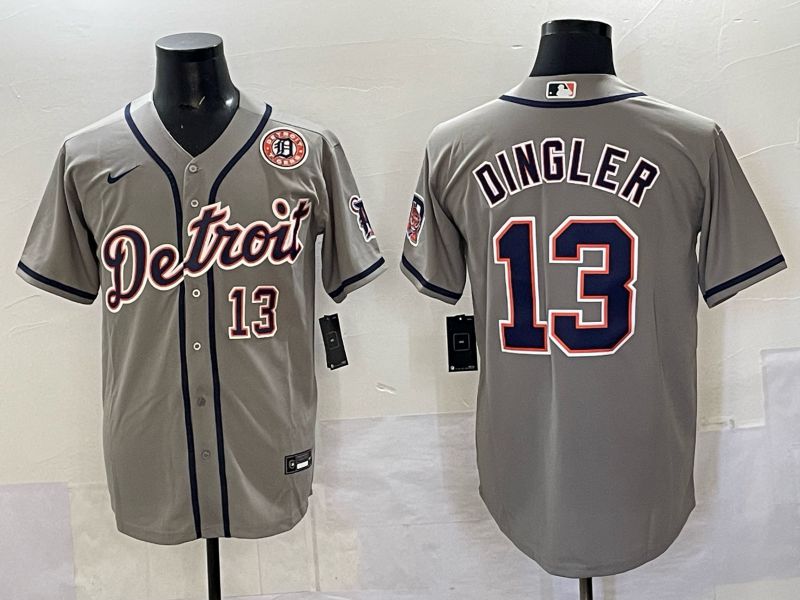 Men 2025 Detroit Tigers 13 Dingler Grey Nike MLB Jersey 06